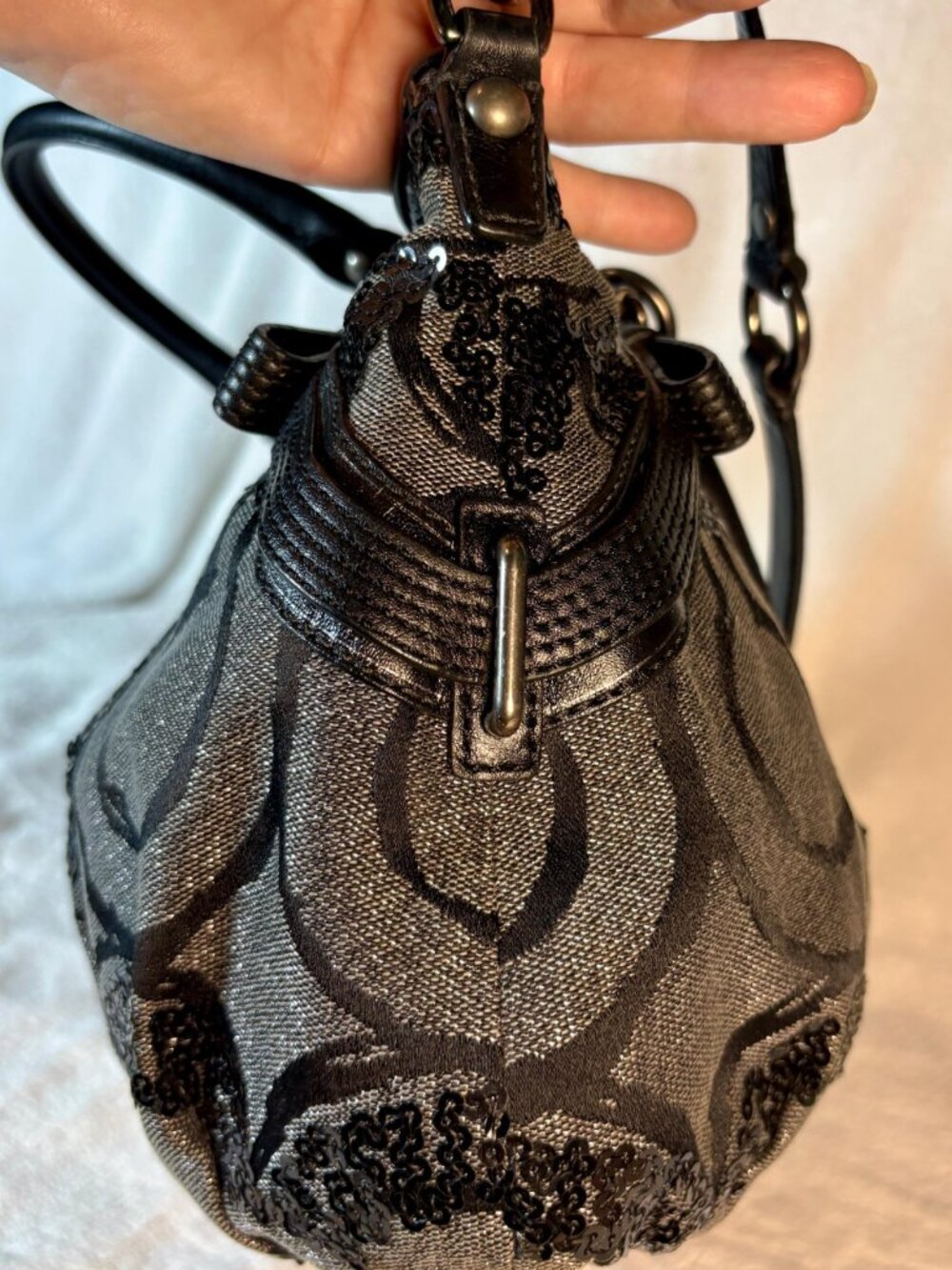 Coach Madison Sequin Op Art Sophia Lurex Satchel - Picture 3 of 15